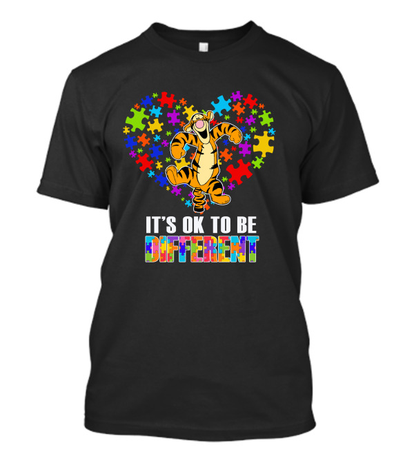 Tigger It's Ok To Be Different Puzzle Heart T-Shirt