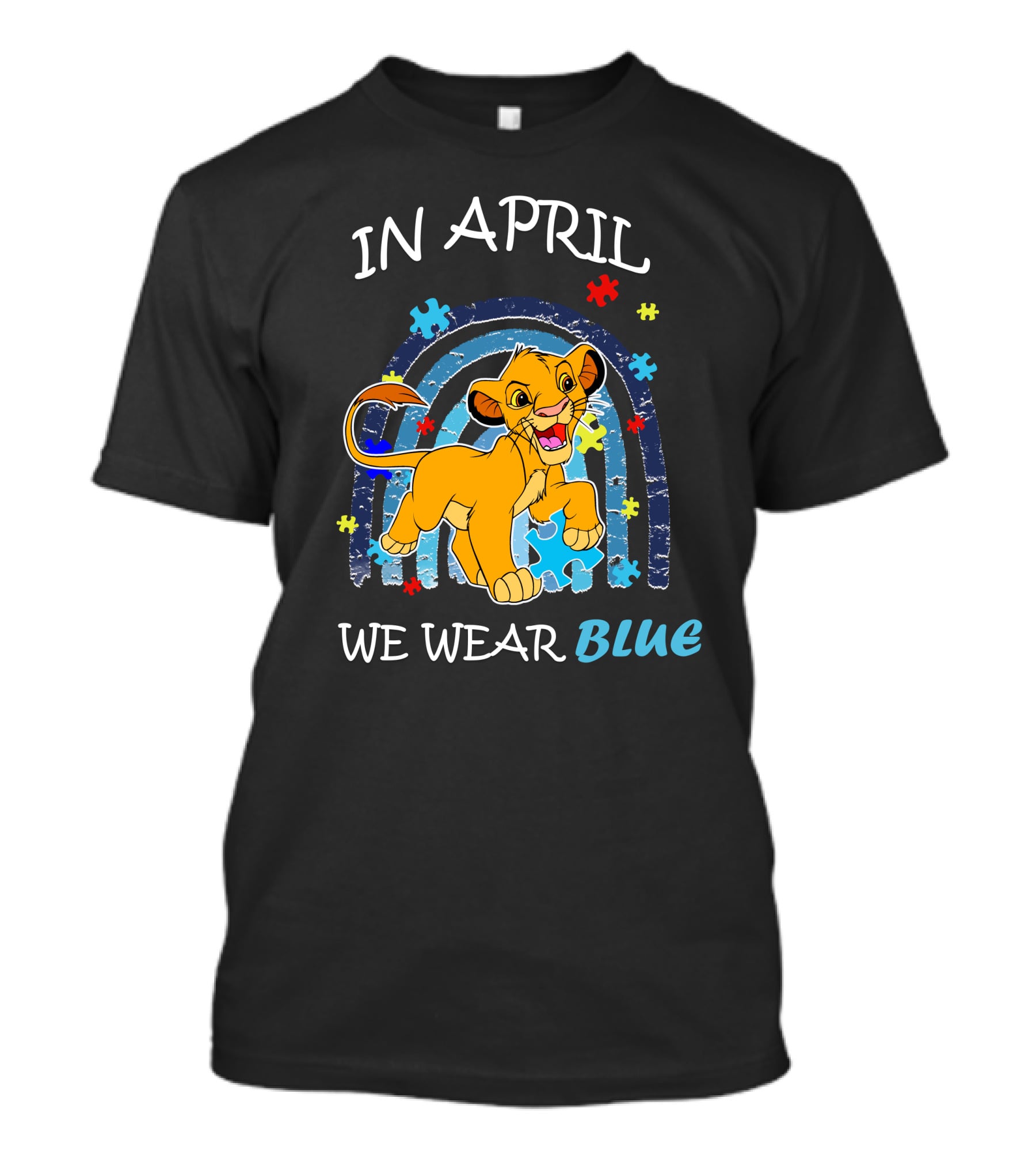 In April We Wear Blue Simba Autism Awareness T-Shirt