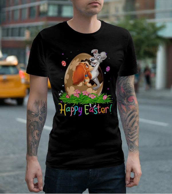 Happy Easter Lady And The Tramp Egg Scene T-Shirt