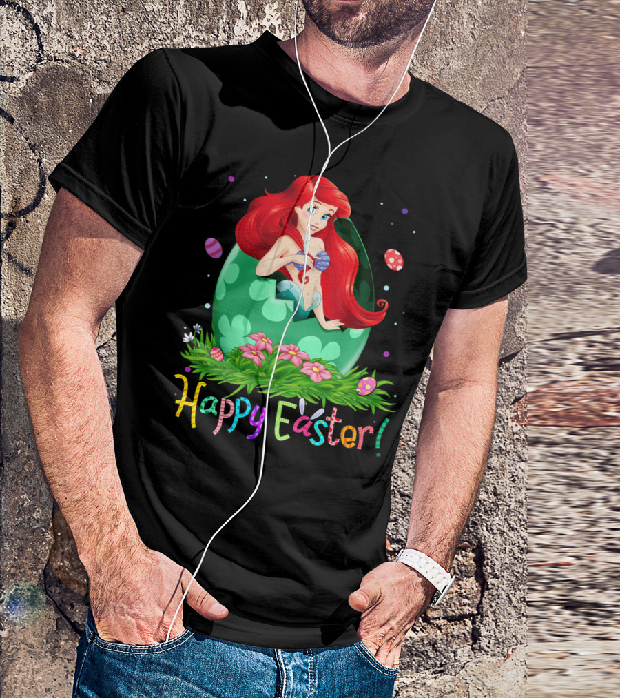Happy Easter Ariel Egg And Flowers T-Shirt