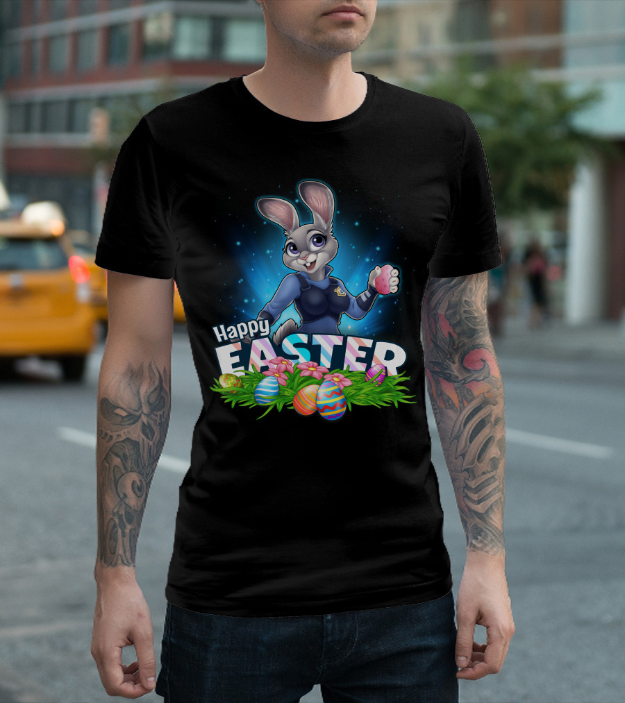 Happy Easter Judy Hopps With Colorful Easter Eggs T-Shirt