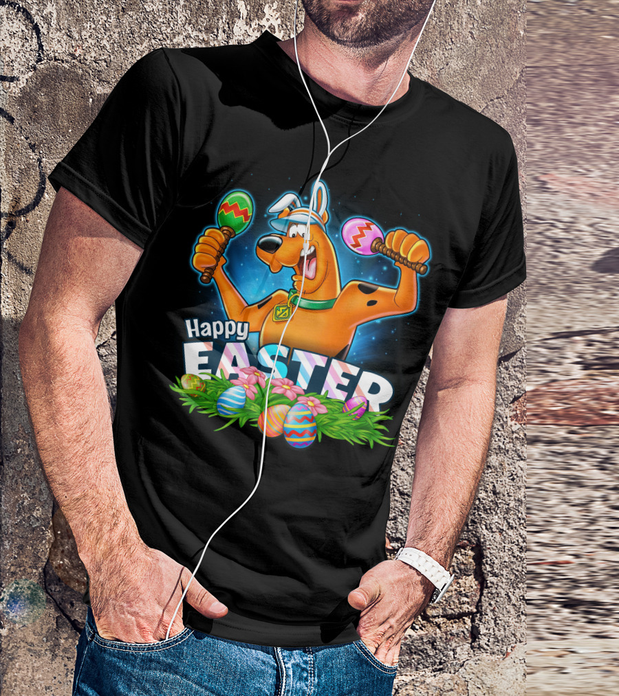 Scooby Doo Celebrates Happy Easter With Colorful Eggs And Maracas T-Shirt