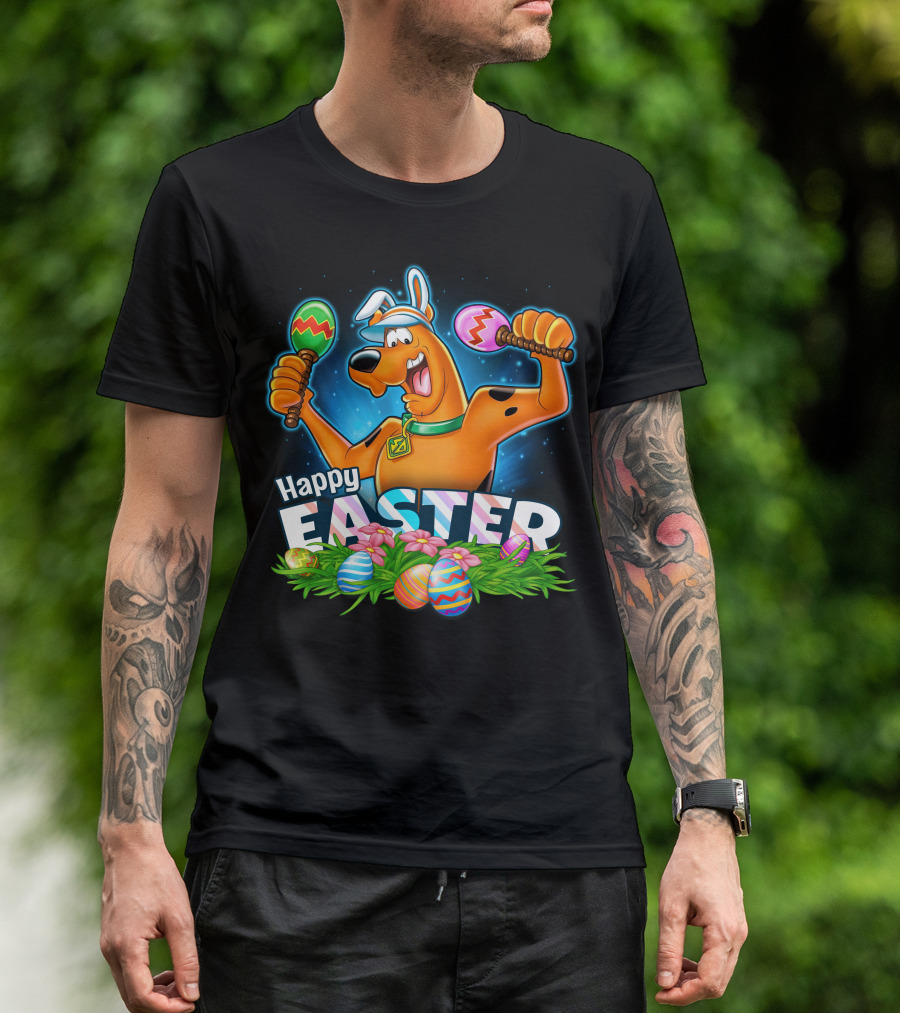 Scooby Doo Celebrates Happy Easter With Colorful Eggs And Maracas T-Shirt