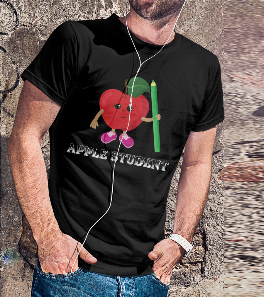 APPLE STUDENT Apple Character With Pencil T-Shirt
