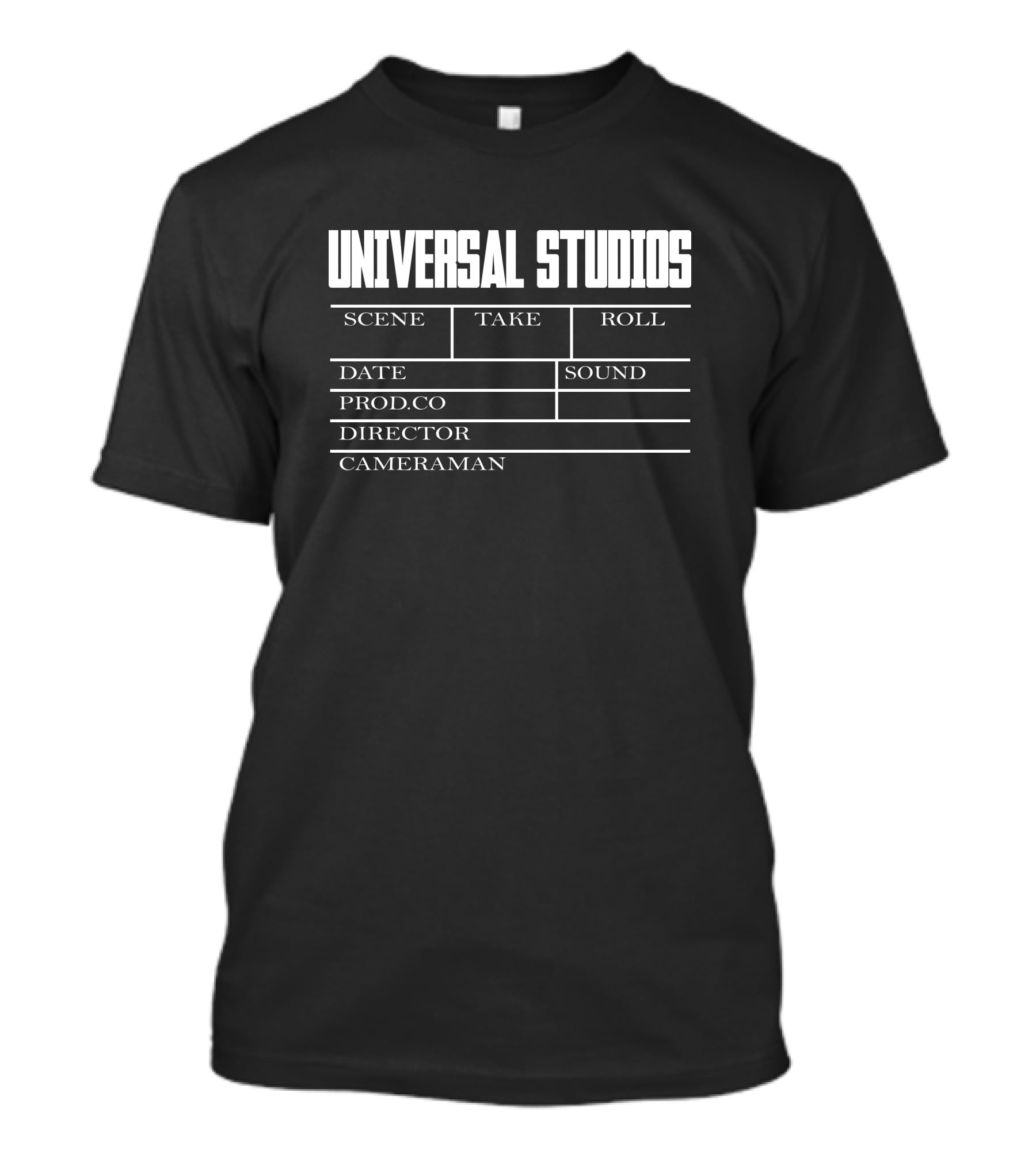 UNIVERSAL STUDIOS SCENE TAKE ROLL DATE SOUND PROD.CO DIRECTOR CAMERAMAN T-Shirt
