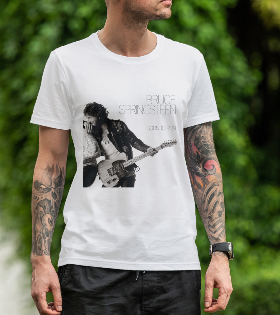 Bruce Springsteen Born To Run Double Sided Retro Music Iconography T-Shirt