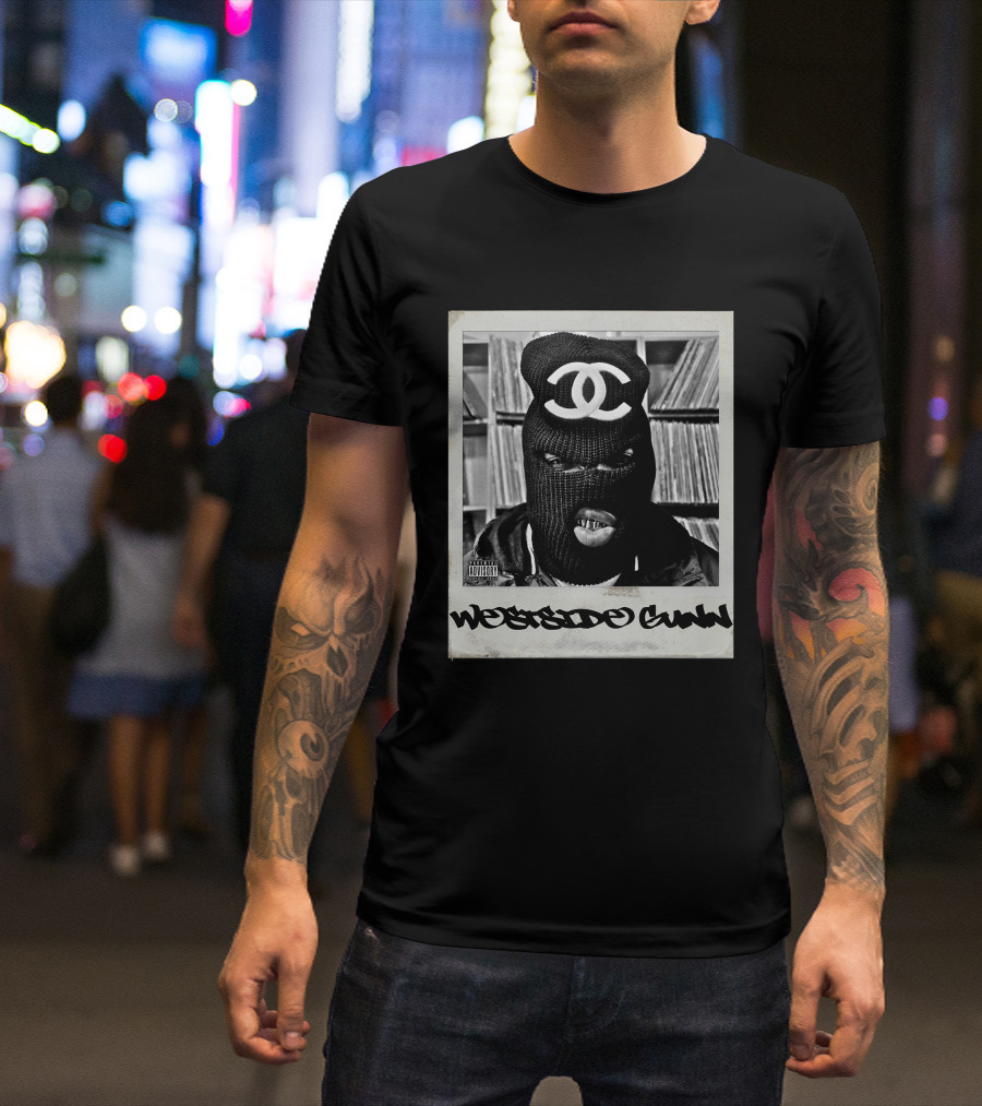 Westside Gunn Masked Polaroid Style With Record Collection T-Shirt