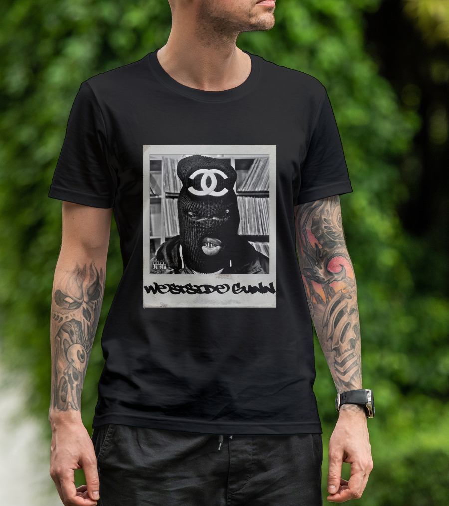 Westside Gunn Masked Polaroid Style With Record Collection T-Shirt