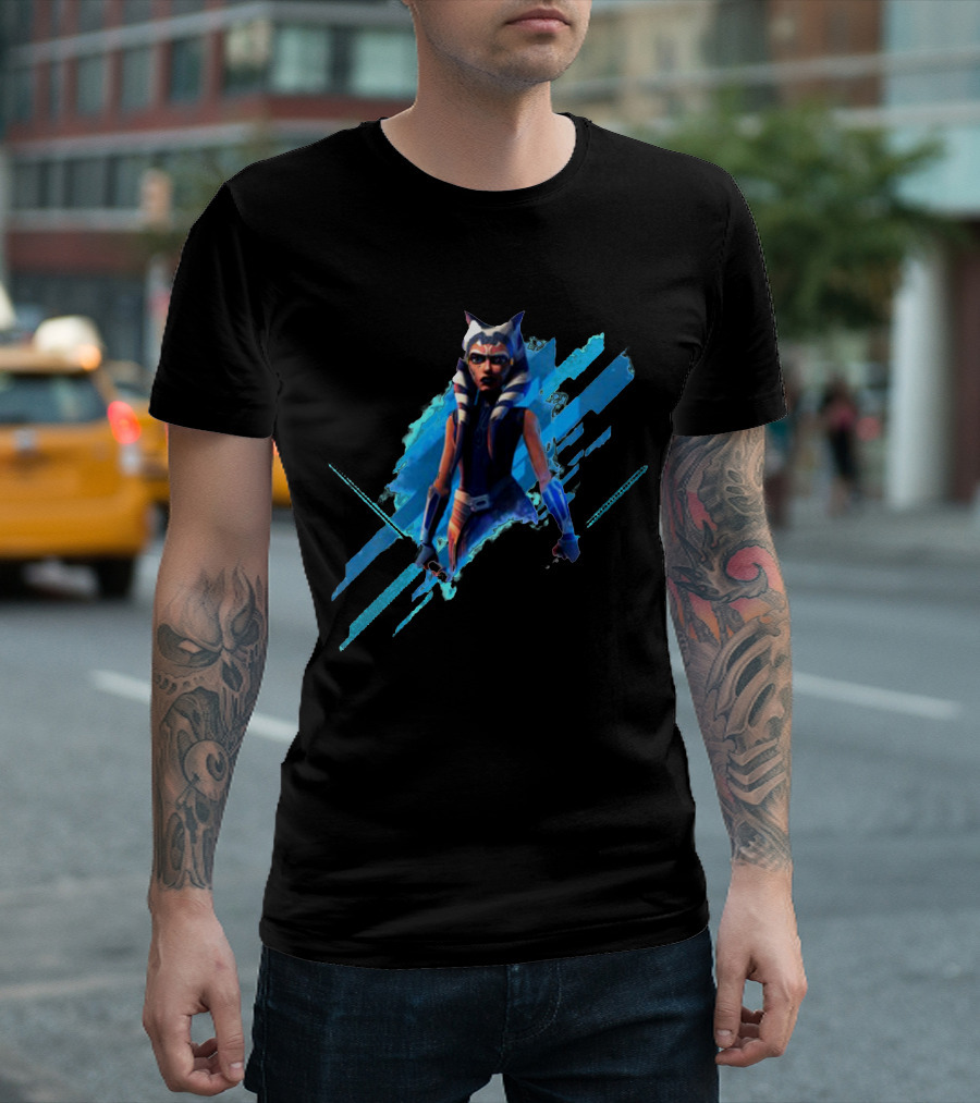 Ahsoka Tano Digital Blue Lightsaber T-Shirt