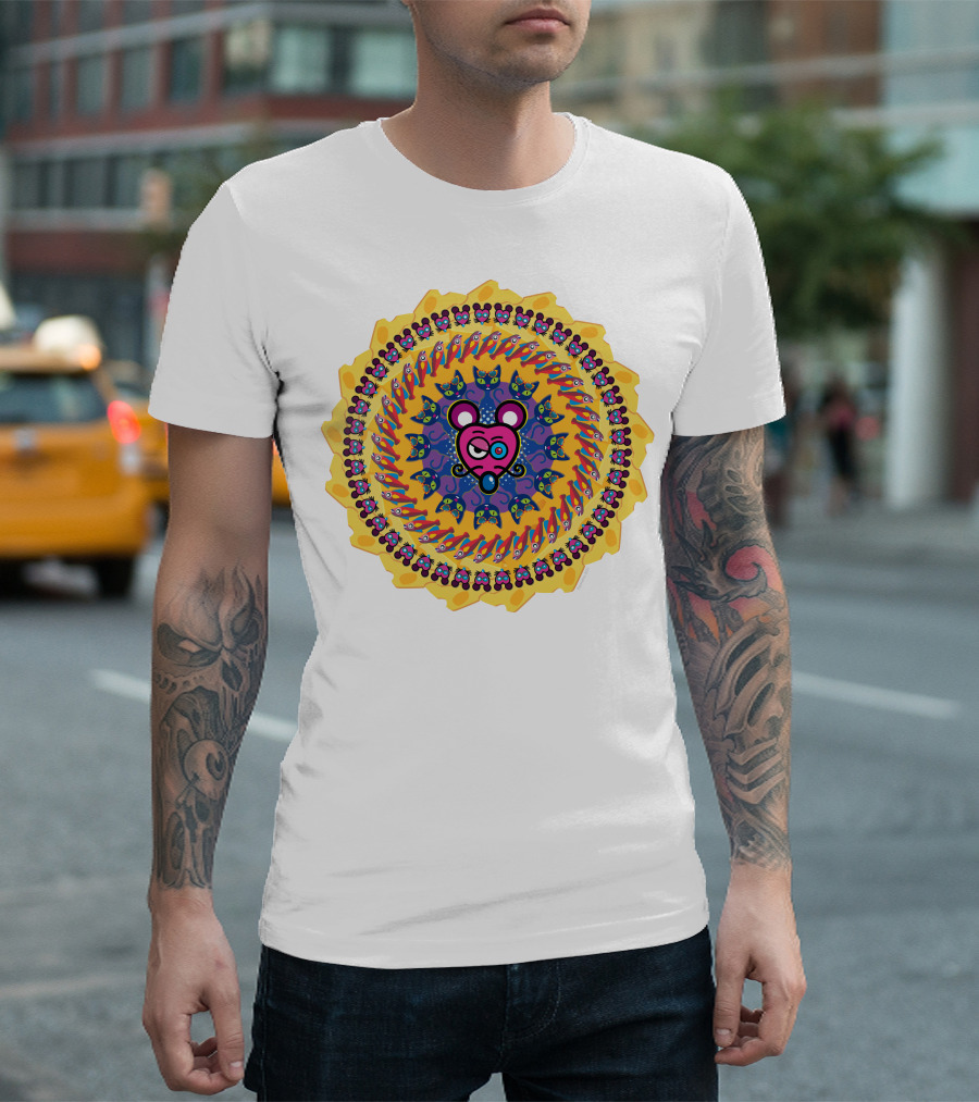 Mandala Mouse Cheese Pattern Psychedelic Motif T-Shirt