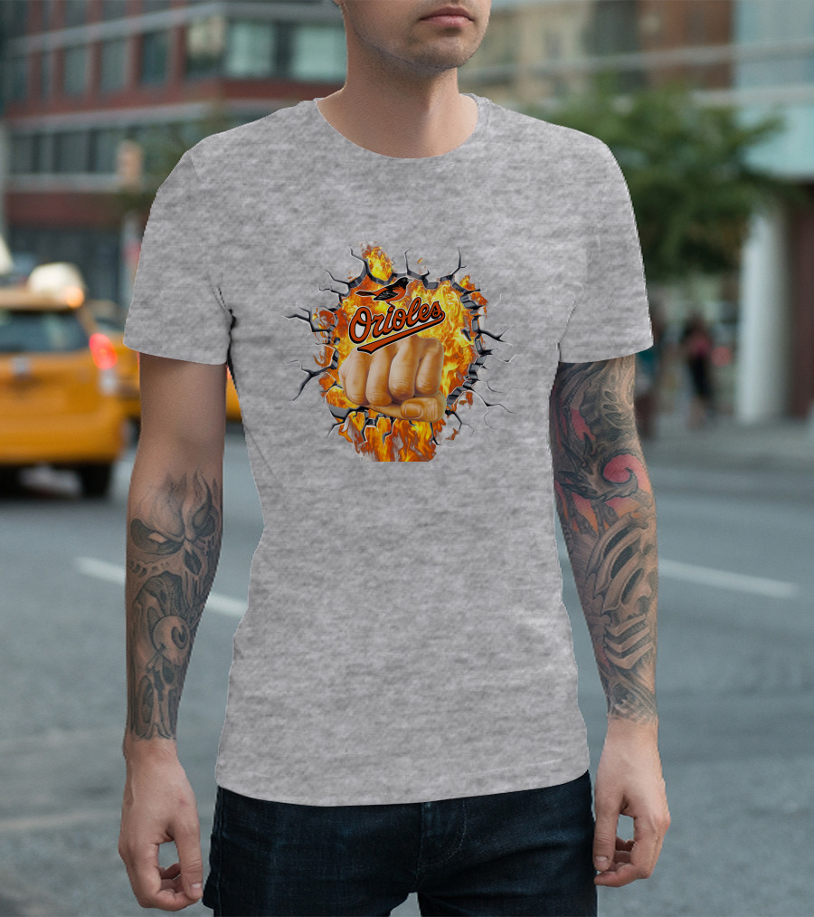 Orioles Fire And Steel Fist Burst T-Shirt
