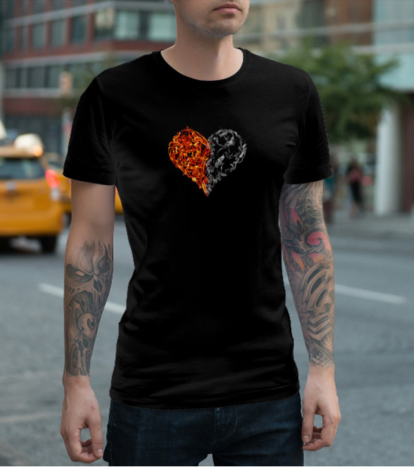 Fire And Smoke Heart Duality Elements T-Shirt
