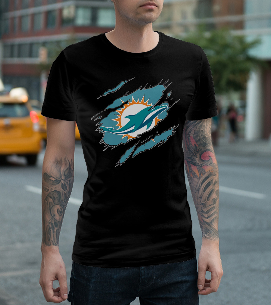 Miami Dolphins Ripped Claw Marks T-Shirt