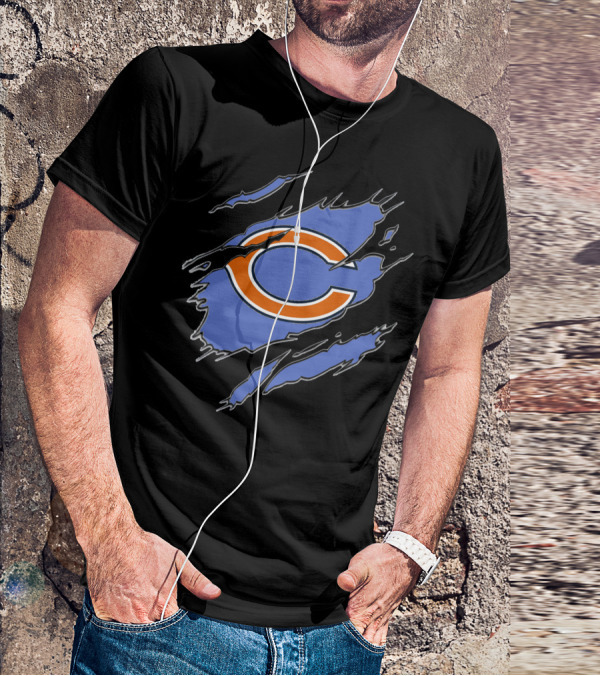 Chicago Bears Iconic C Logo In Claw Marks T-Shirt