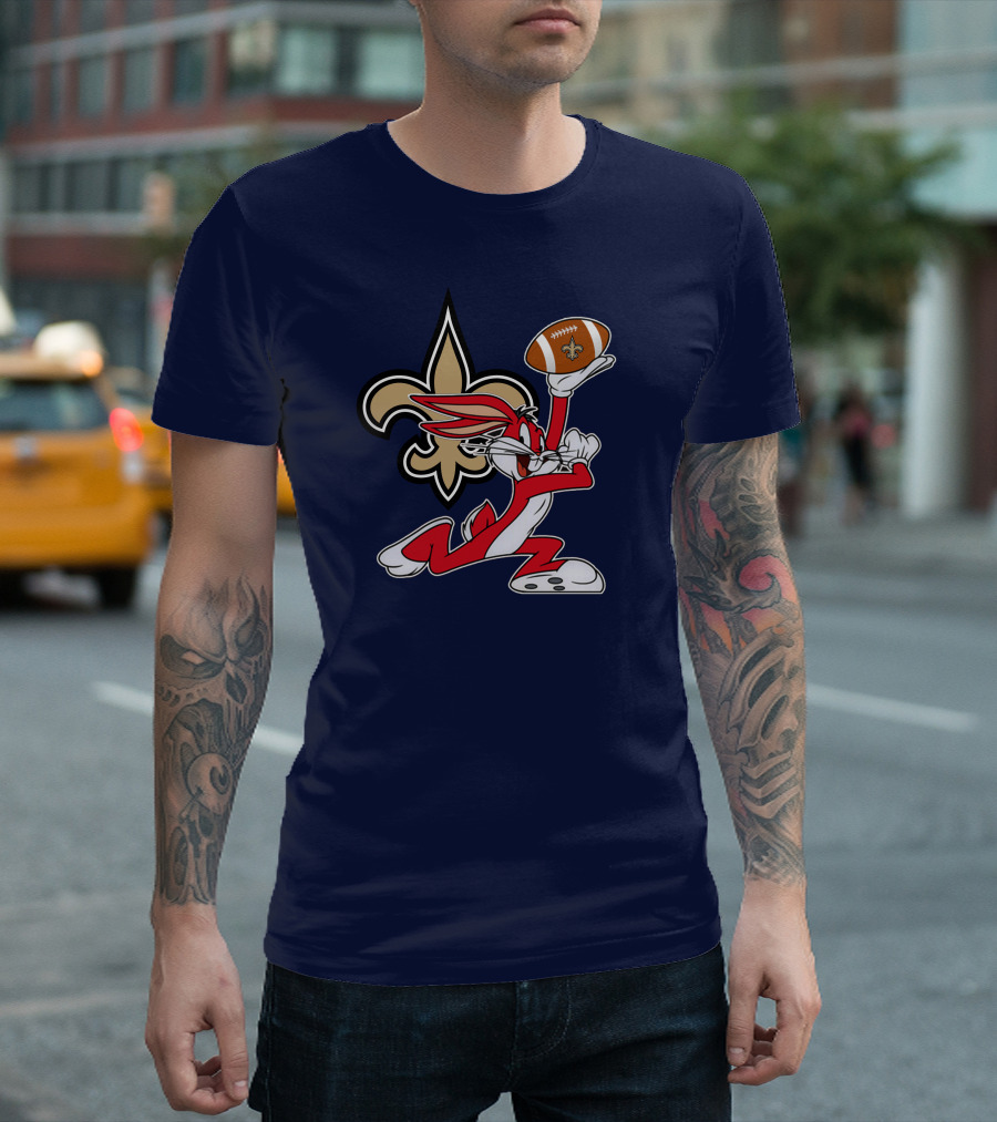 New Orleans Saints Bugs Bunny Football Fleur-de-Lis T-Shirt