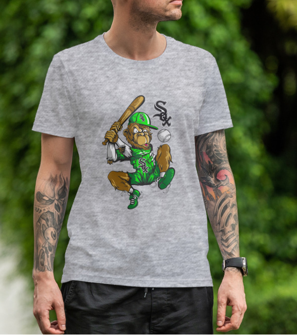 Chicago White Sox Baseball Cartoon Character Batter With Sox T-Shirt