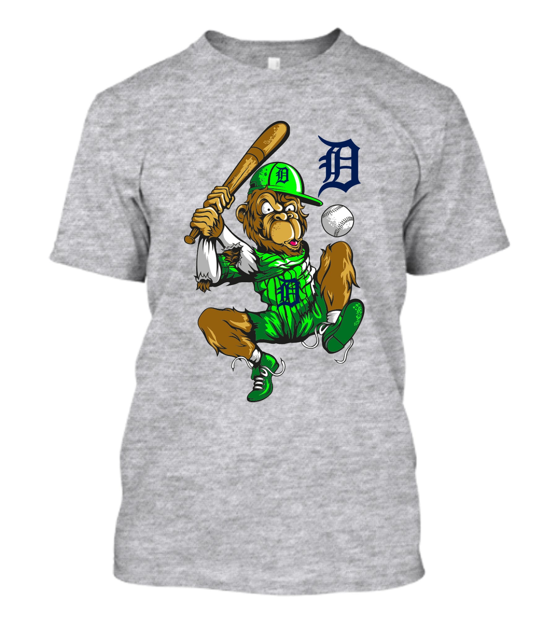 Detroit Tigers Mascot Swinging Baseball Bat With D T-Shirt