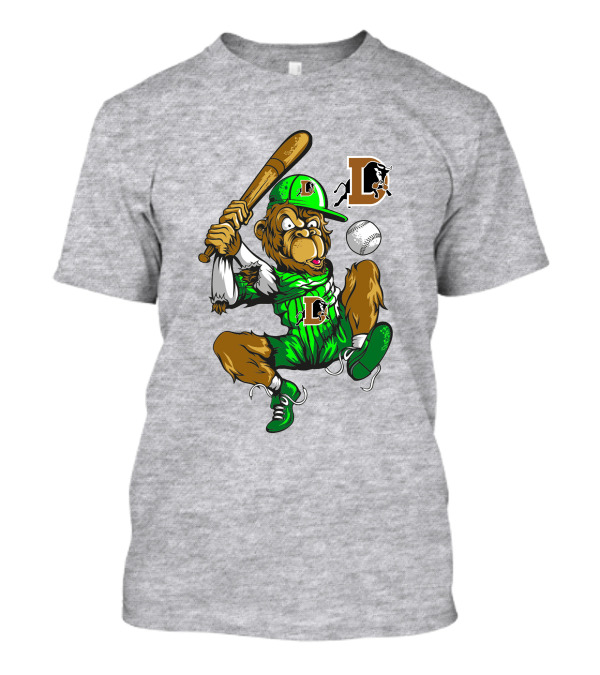 Durham Bulls Home Run Baseball Monkey In Green Uniform With Bat And Ball T-Shirt