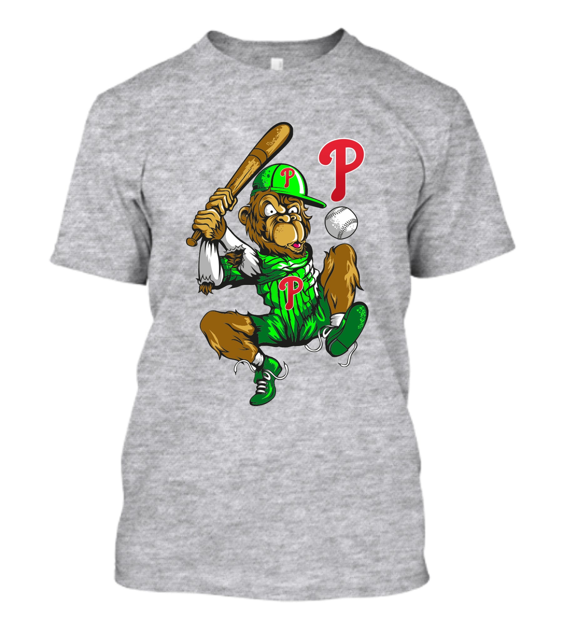 Philadelphia Phillies Home Run Monkey With Baseball And Bat T-Shirt