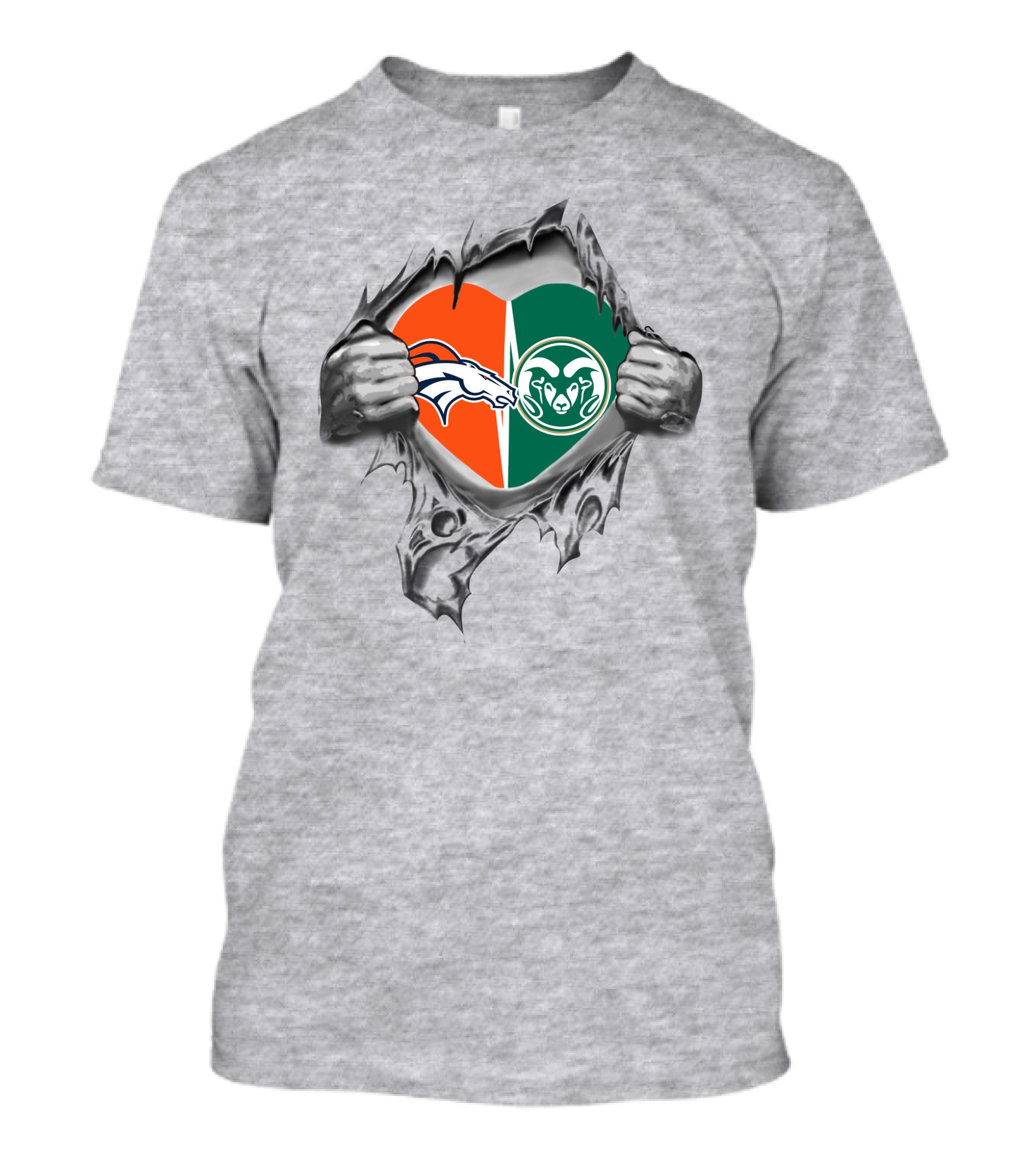 Broncos Colorado State Rams Heart T-Shirt