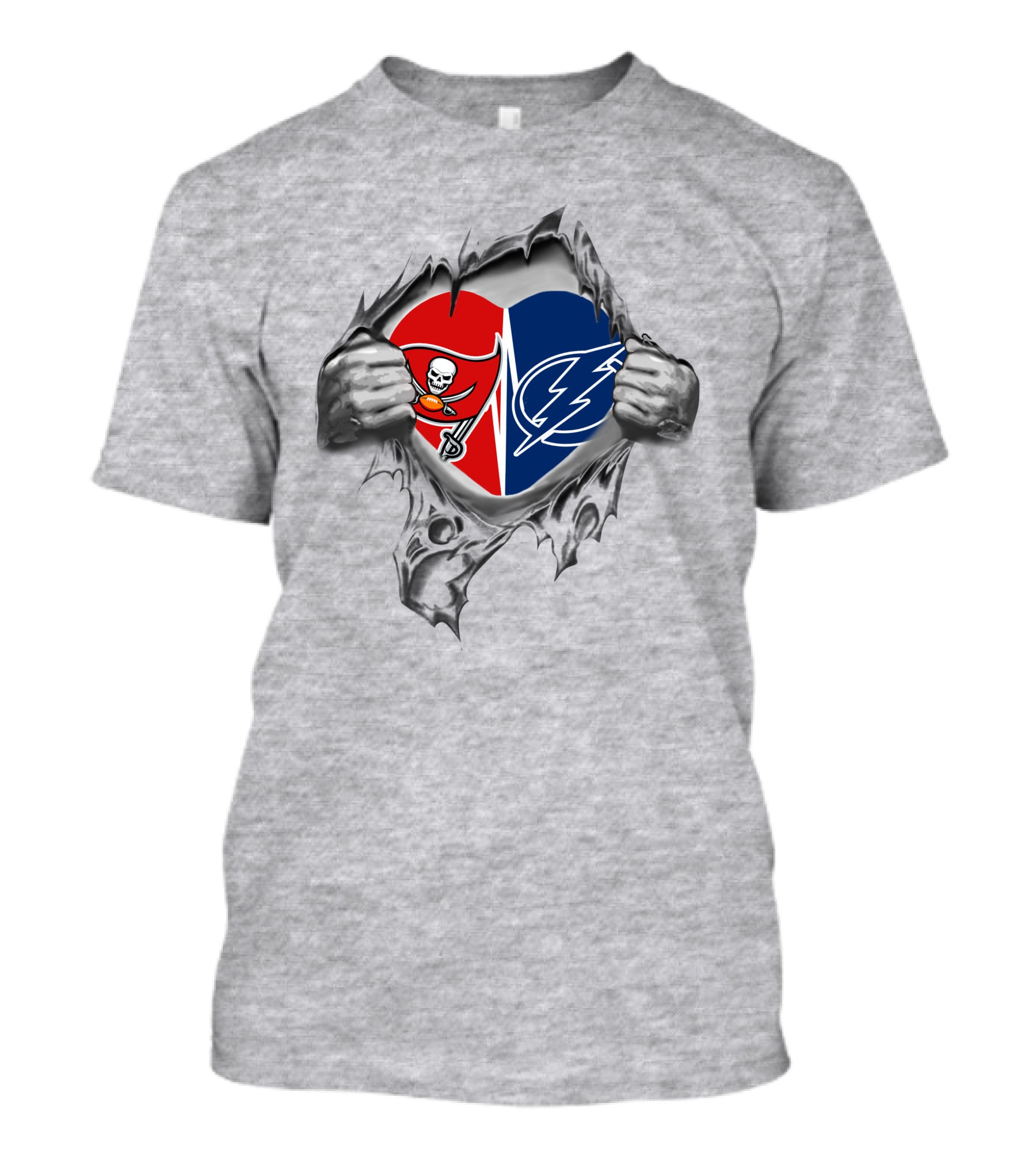 Tampa Bay Buccaneers Lightning Heart Torn Open T-Shirt