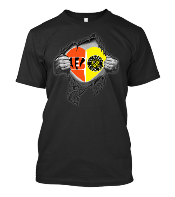 Bengals And Columbus Crew Sc Heart Logo Mashup Bengals Columbus Crew Sc T-Shirt