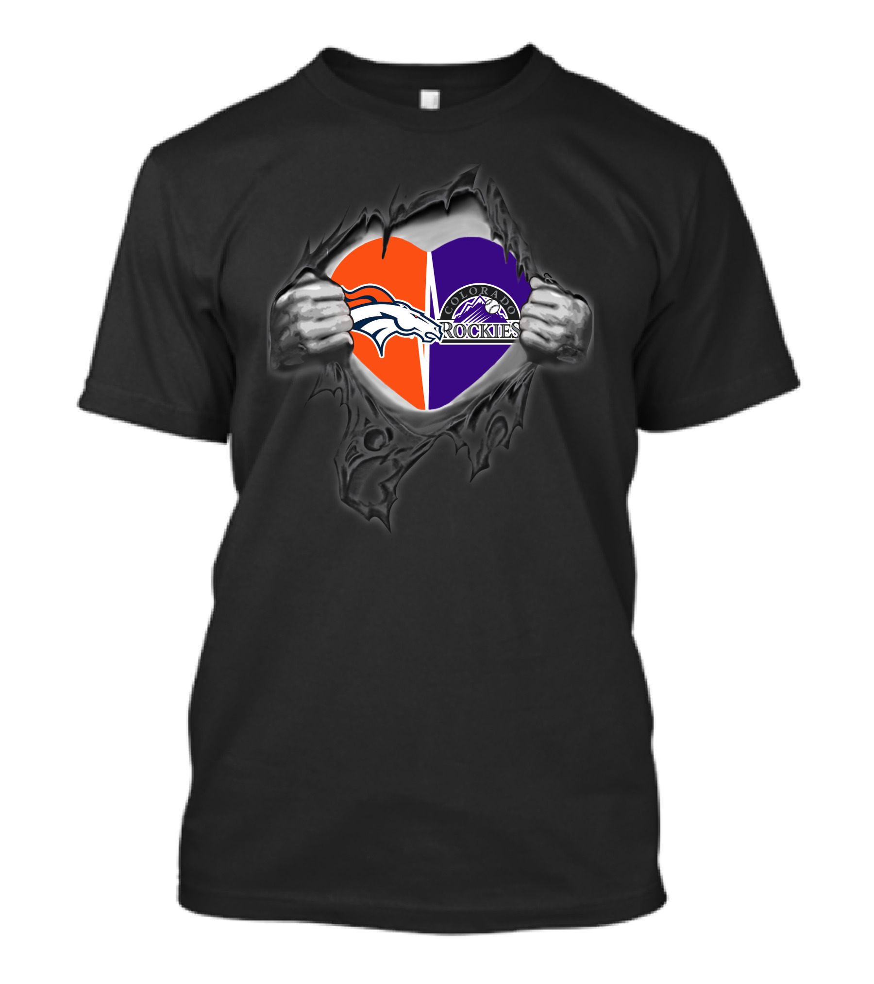 Broncos Rockies Colorado Heart T-Shirt