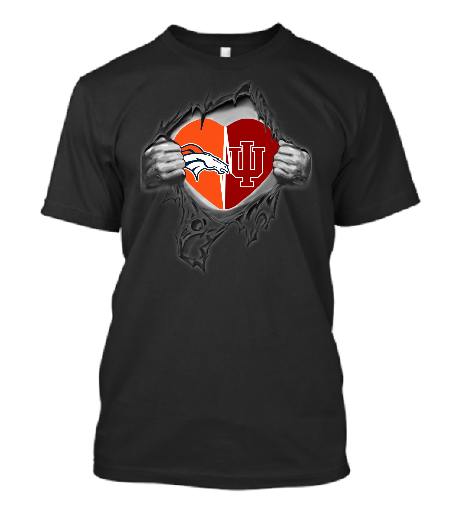 Denver Broncos Indiana Hoosiers Heart Inside T-Shirt