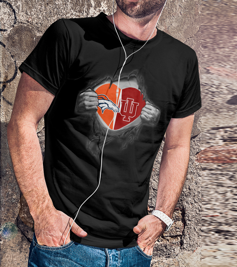 Denver Broncos Indiana Hoosiers Heart Inside T-Shirt