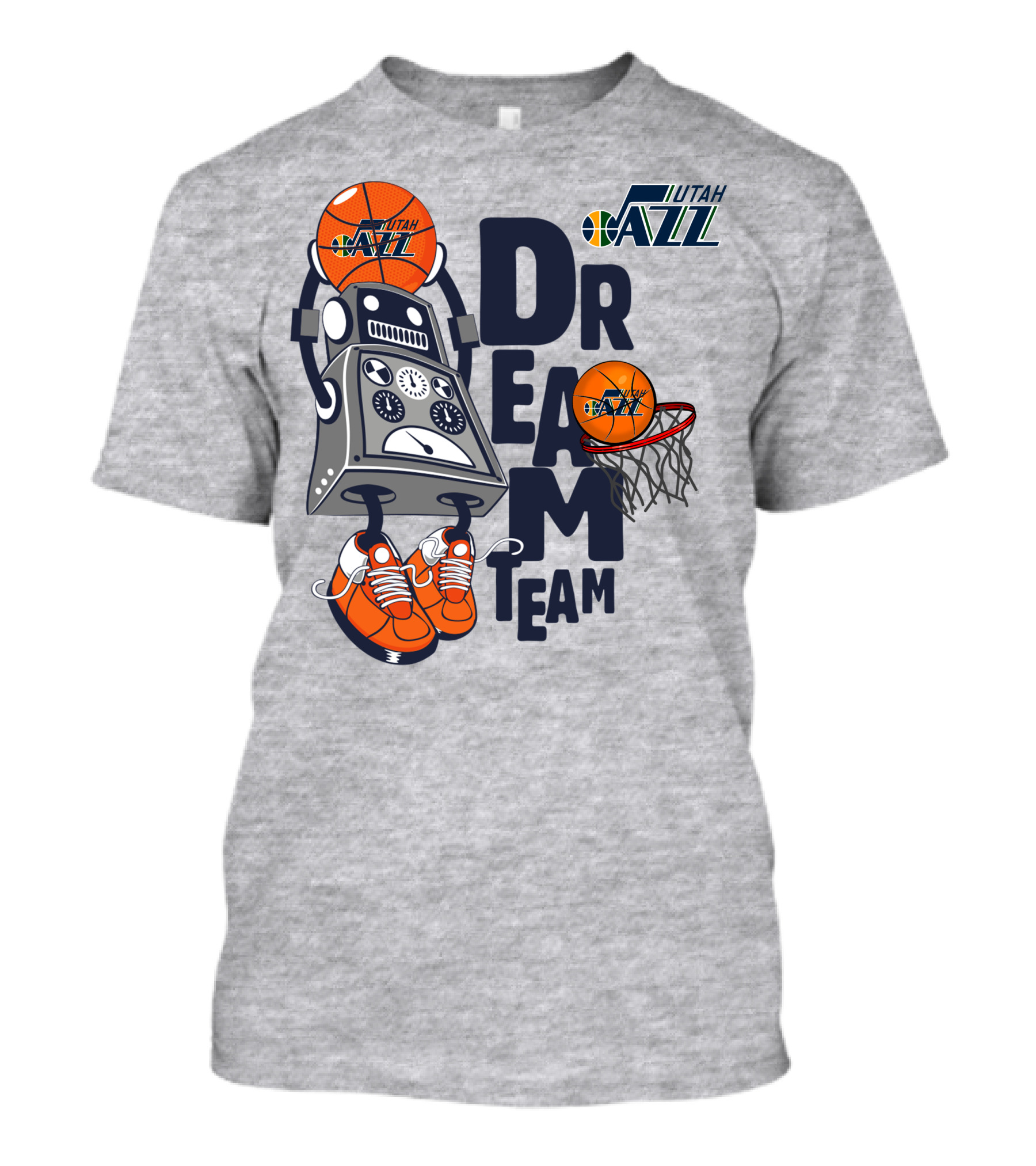 Utah Jazz Dream Team Robot Basketball Dunking T-Shirt