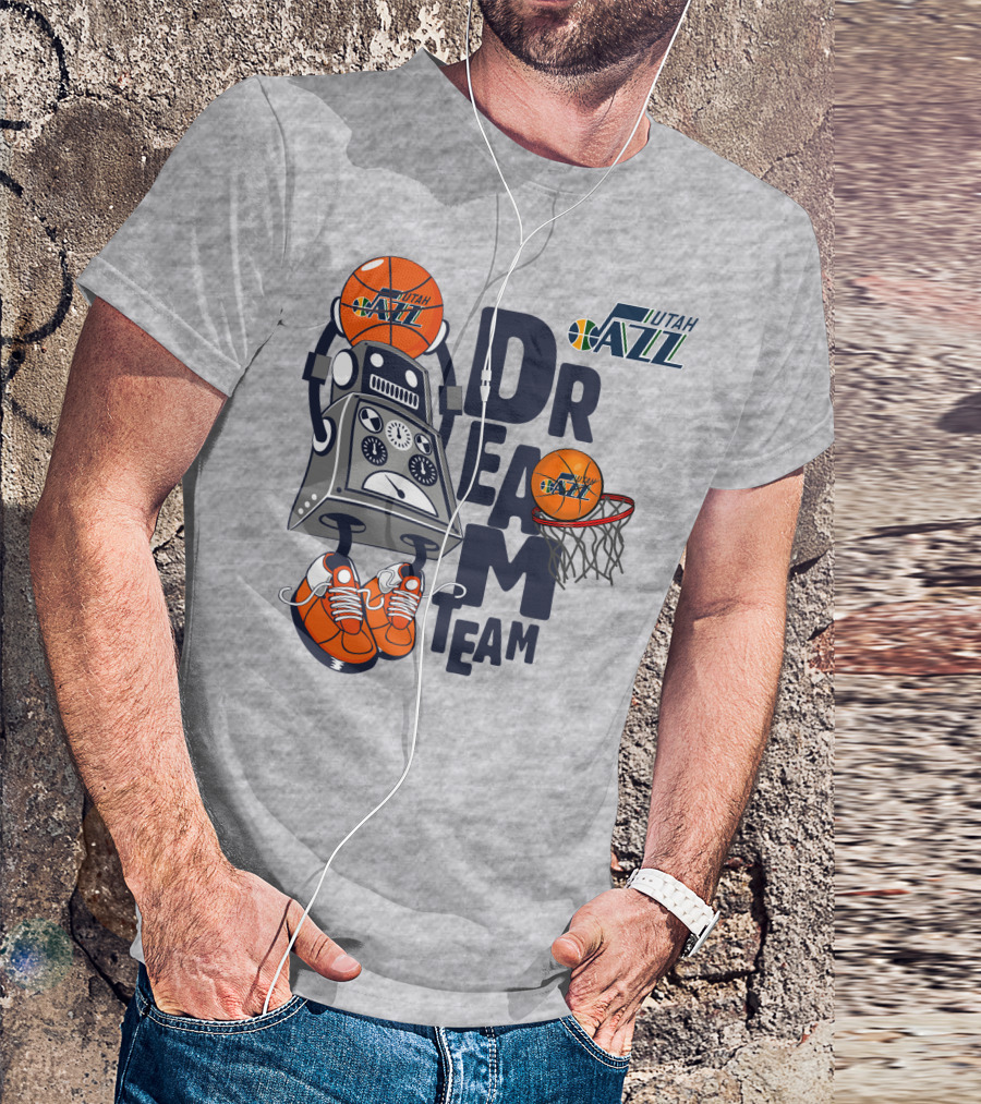 Utah Jazz Dream Team Robot Basketball Dunking T-Shirt