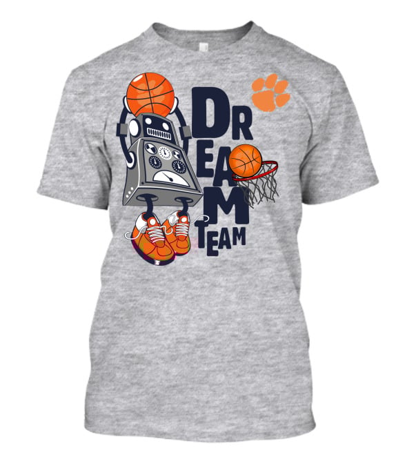 Clemson Dream Team Basketball Robot And Paw Print T-Shirt