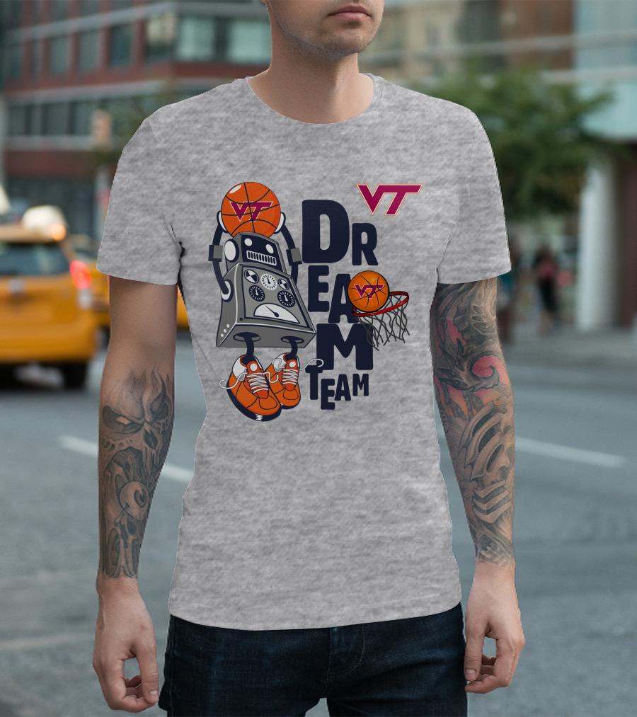 Virginia Tech Vt Dream Team Basketball Robot T-Shirt
