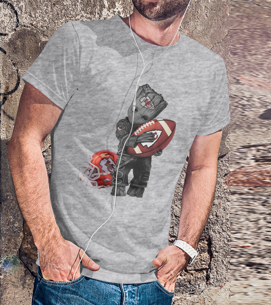 Kansas City Chiefs Baby Groot Football Helmet T-Shirt