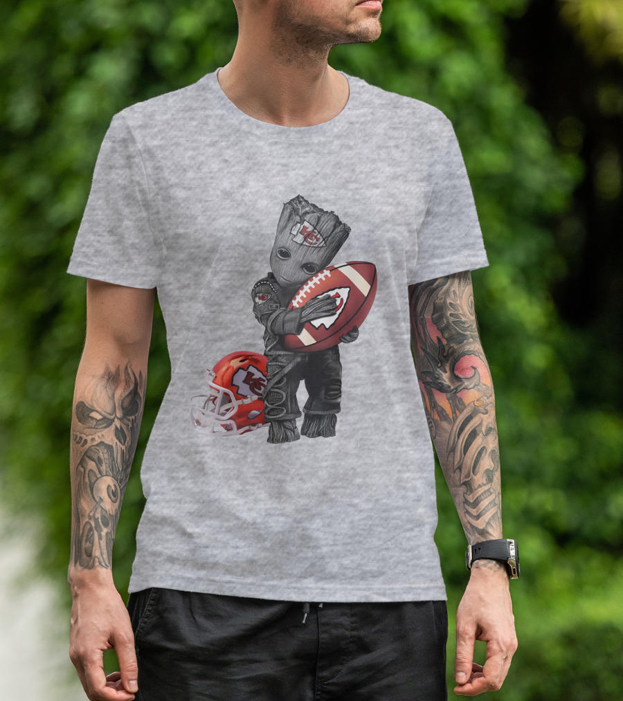 Kansas City Chiefs Baby Groot Football Helmet T-Shirt