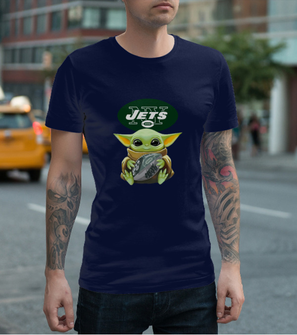 Jets Baby Yoda Holding Football New York T-Shirt