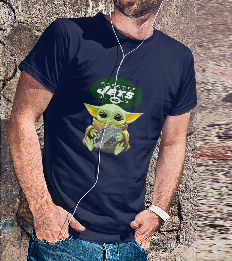 Jets Baby Yoda Holding Football New York T-Shirt