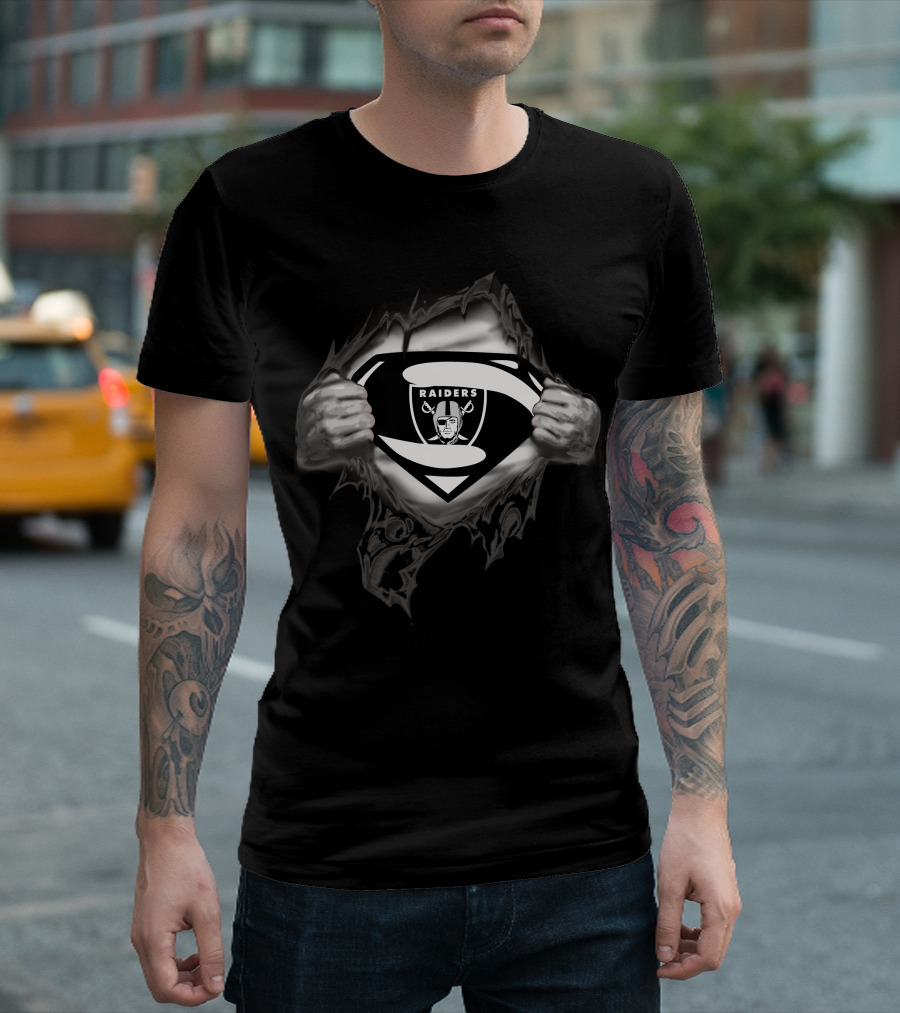 Superman Raiders Chest Reveal Emblem Oakland Nfl Fusion T-Shirt