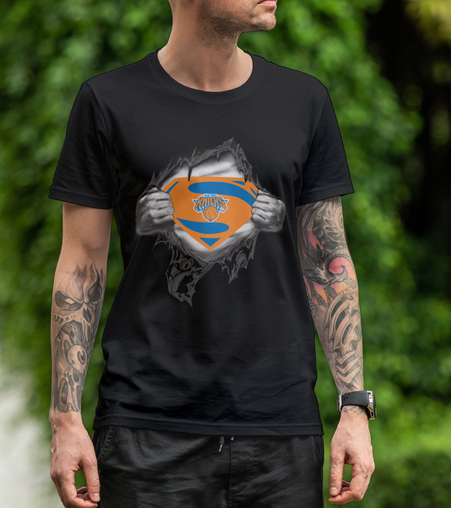 Knicks Superman Logo Basketball Fan Emblem T-Shirt