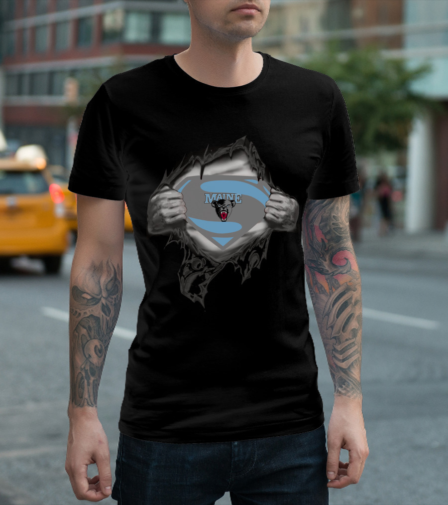 Maine Black Bears Superman Emblem T-Shirt