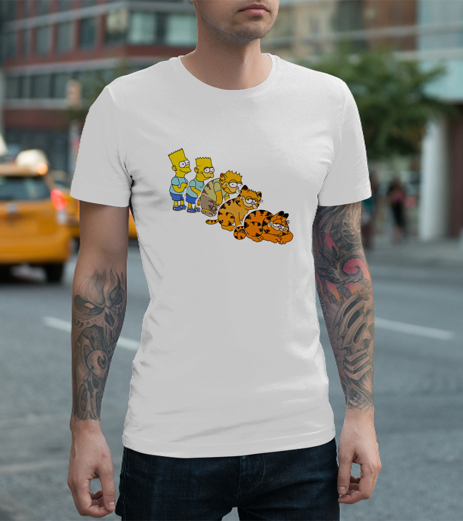 Bart Simpson Garfield Evolution Steps T-Shirt