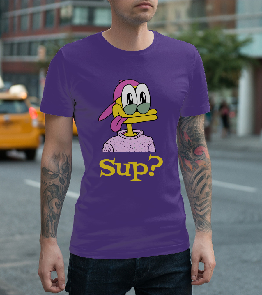 Nft Sup Ducks Purple Background Retro Cartoon T-Shirt