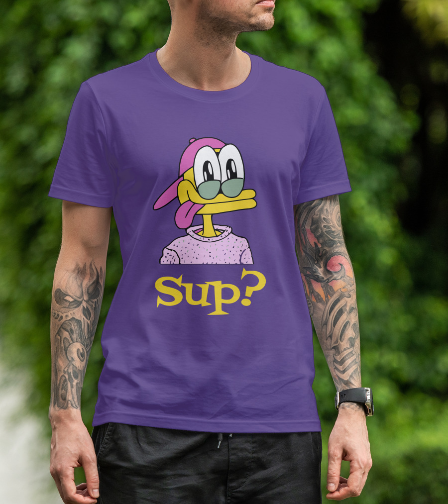 Nft Sup Ducks Purple Background Retro Cartoon T-Shirt