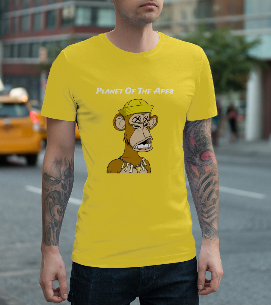 Planet Of The Apes NFT Style Yellow Hat Cross-Eyed Ape T-Shirt