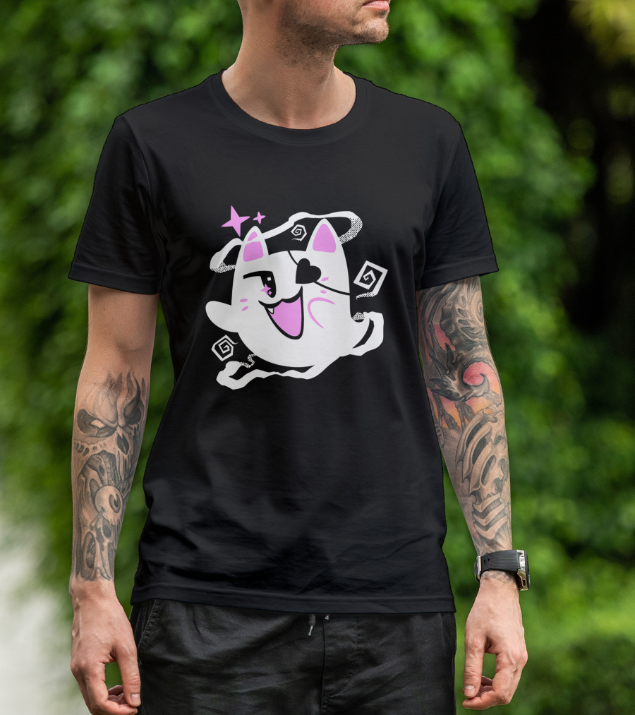 Shark Robot Merch Halloween Goro Ghost Cat With Eye Patch And Stars T-Shirt