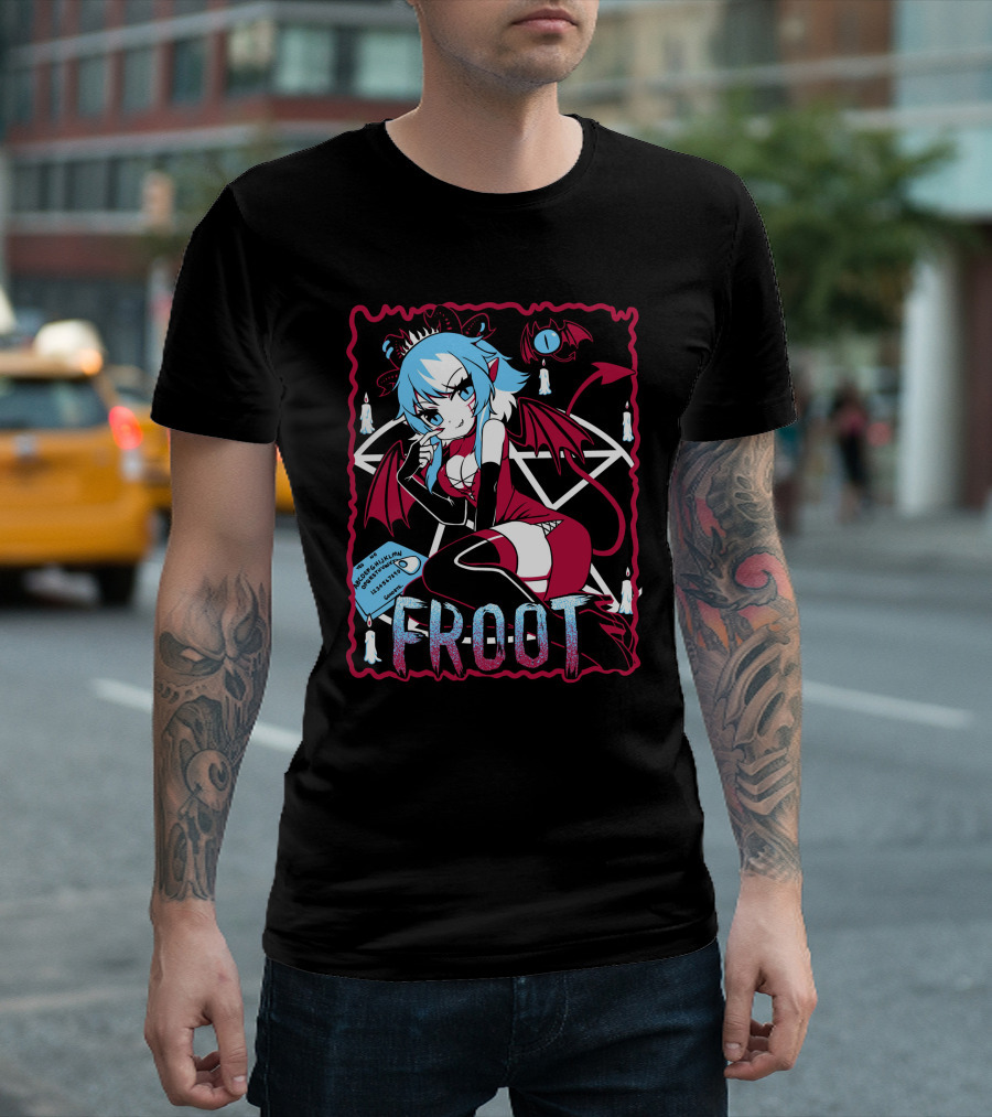 Froot Vtuber Halloween with Pentagram and Demonic Wings T-Shirt
