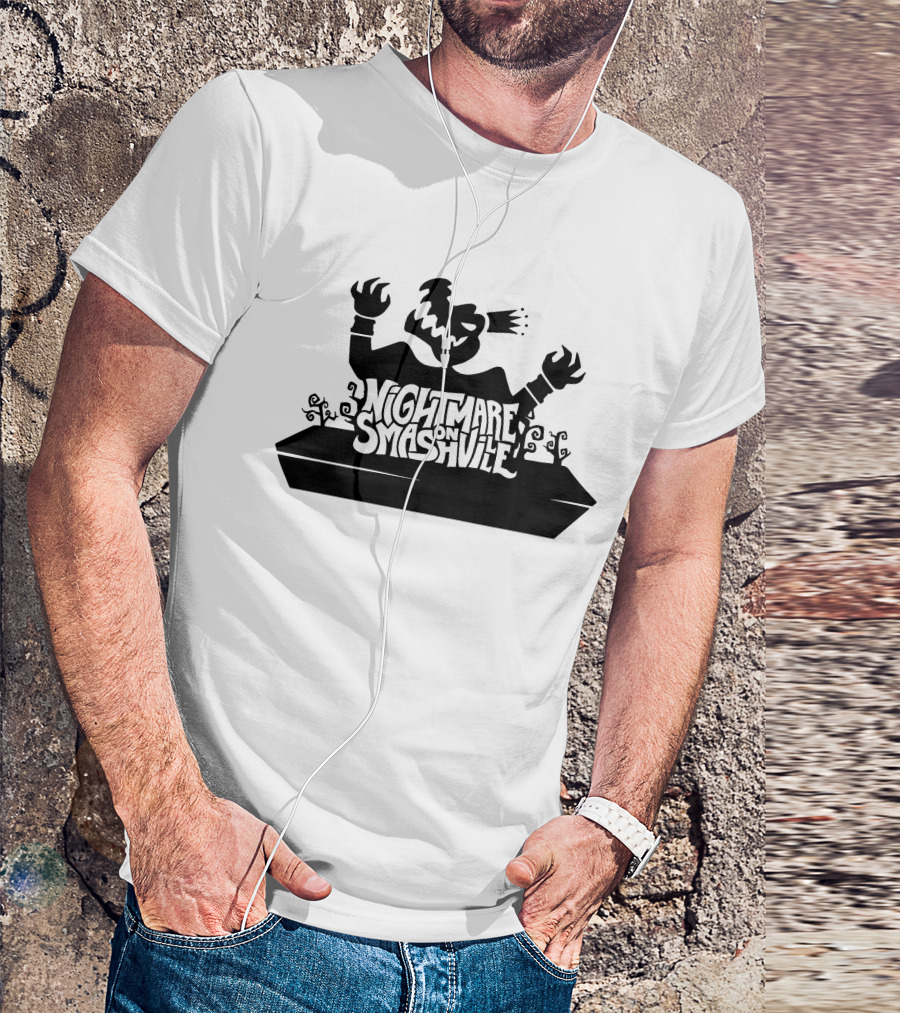 King Crocodile Nightmare On Smashville Halloween Monster Silhouette Spooky T-Shirt