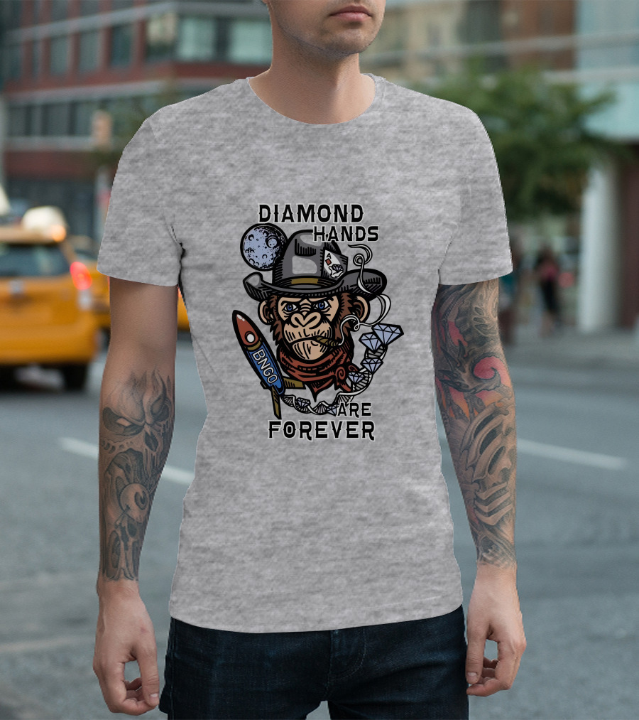 Diamond Hands Are Forever Bngo Ape Cowboy Space Rocket T-Shirt