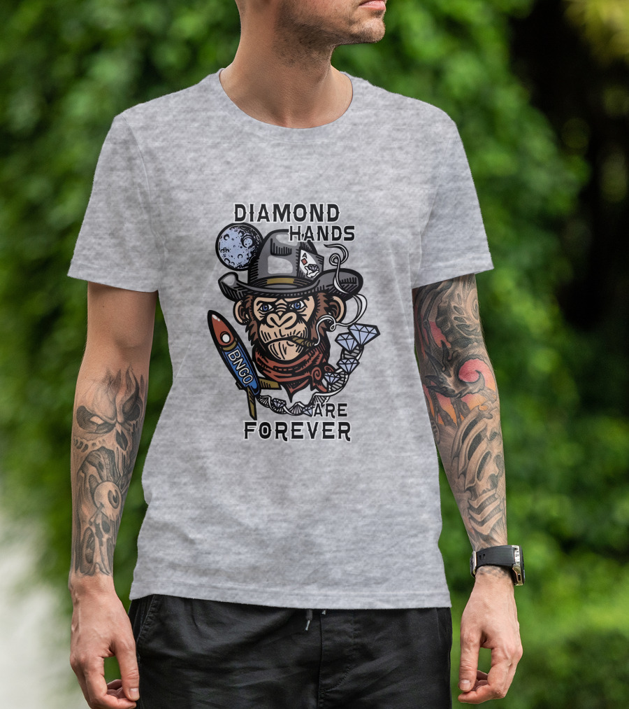 Diamond Hands Are Forever Bngo Ape Cowboy Space Rocket T-Shirt