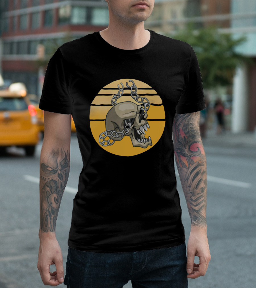 Trick Or Treat Creepy Skull With Chains Halloween Skeleton T-Shirt